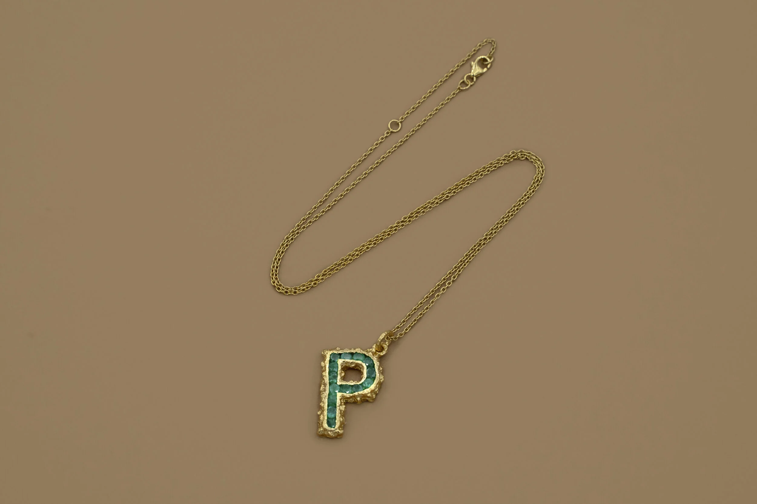 Mini Pearl Alphabet Necklace : Emeralds — Pacharee